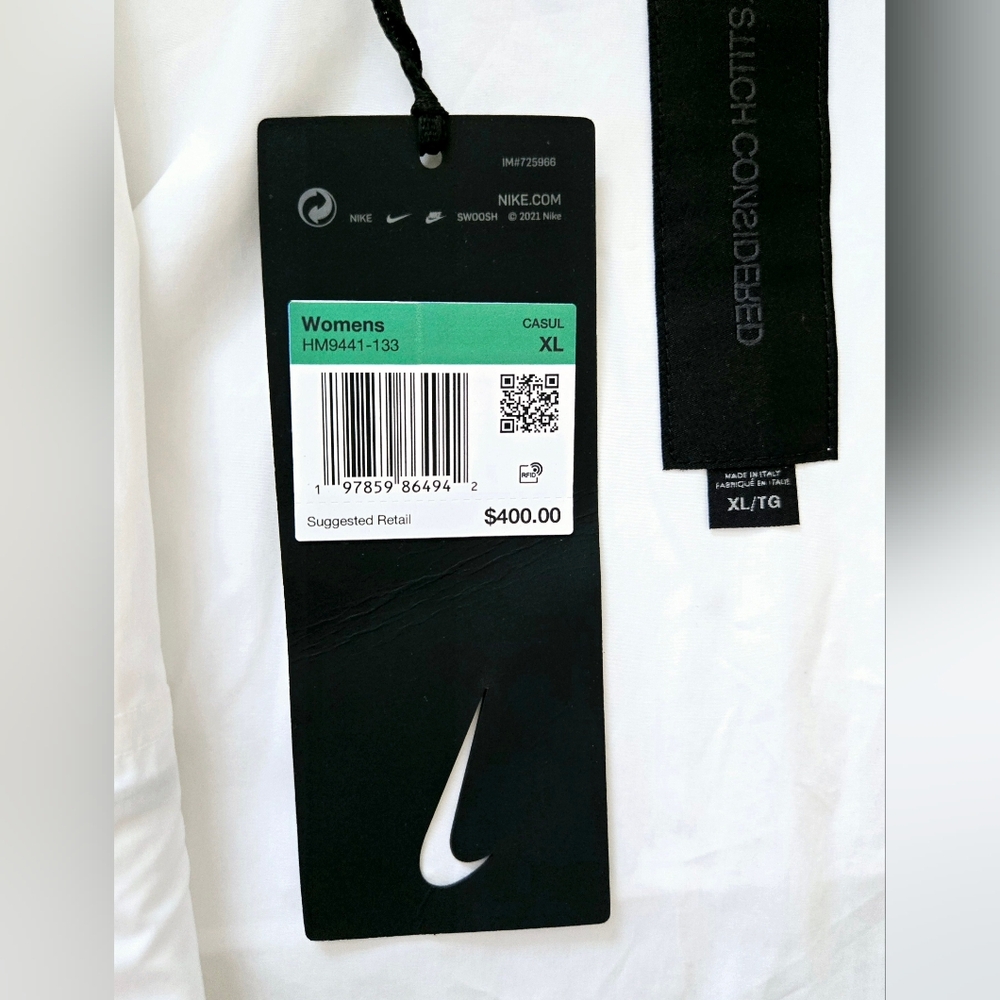 NWT NIKE × EVERY STITCH CONSIDERED Unisex White Cropped Shirt Jacket Size: XL - Picture 8 of 16